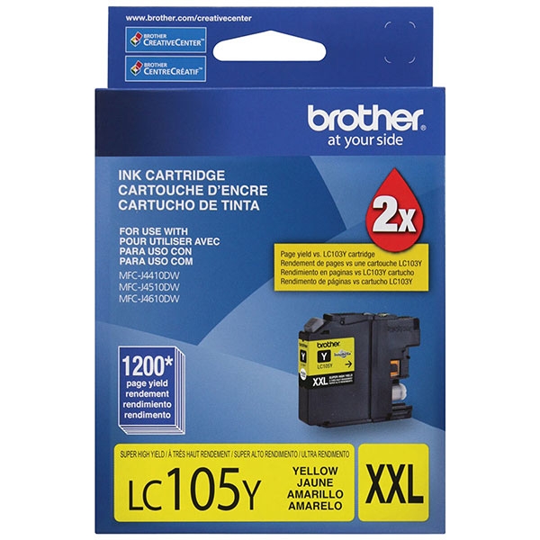 Picture of Brother LC-105Y Extra High Yield Yellow Ink Cartridge